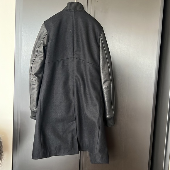 OAK Leather Sleeve Varsity Long Coat - Picture 13 of 14